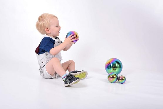 TickiT 72221 Sensory Reflective Colour Burst Balls - Pack of 4 Stainless Steel Balls for Children - 60 to 150mm dia - Image 3