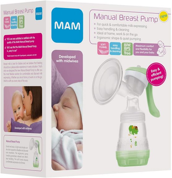 MAM Manual Breast Pump, Soft Silicone Breast Pump with 'One Size Fits All' Funnel, Baby Feeding, Newborn Essentials, (Designs May Vary) - Image 2