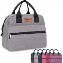 HOMESPON Lunch Bag Insulated Large Capacity Cool Bag with Frosted Waterproof Fabric Handbag Portable for Women Men and Students at School Office Picnic (Grey)