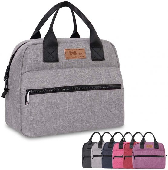 HOMESPON Lunch Bag Insulated Large Capacity Cool Bag with Frosted Waterproof Fabric Handbag Portable for Women Men and Students at School Office Picnic (Grey)