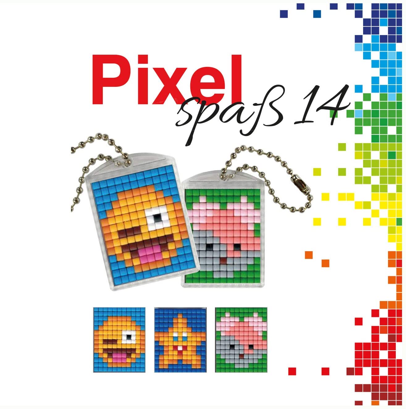 Pracht Creatives Hobby P90053-00505 Pixel Fun Craft Set 14 for 2 Lockets Key Ring for Children Boys and Girls as a Small Gift Party Bag for Children's Birthday Parties