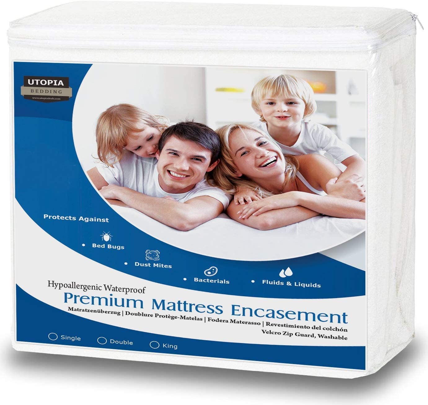 Utopia Bedding Premium Waterproof Mattress Encasement Single Bed (90 x 190 x 30 cm), Zippered Mattress Protector