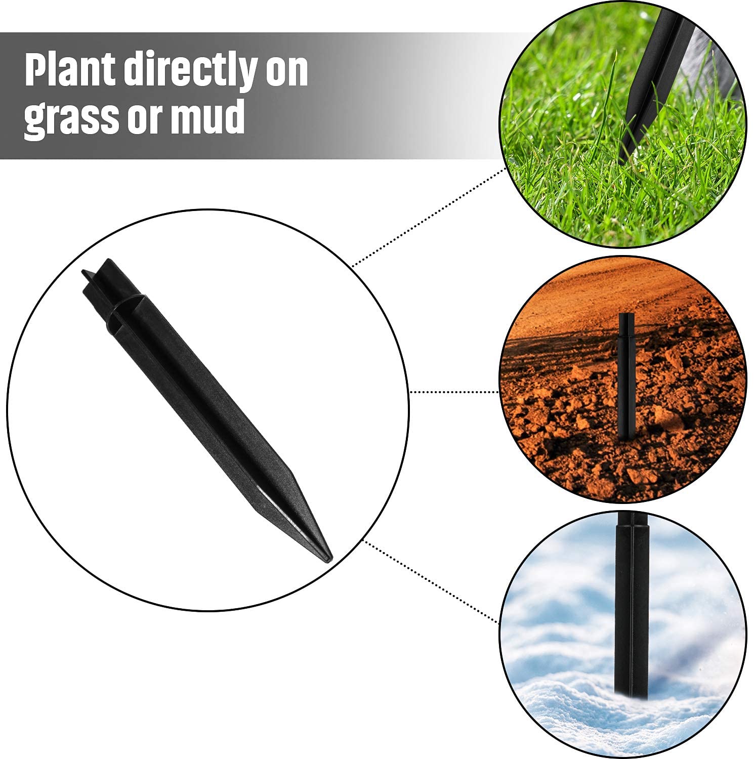 8.26 Inch Plastic Ground Spikes Stakes Solar Lights Spikes Replacement