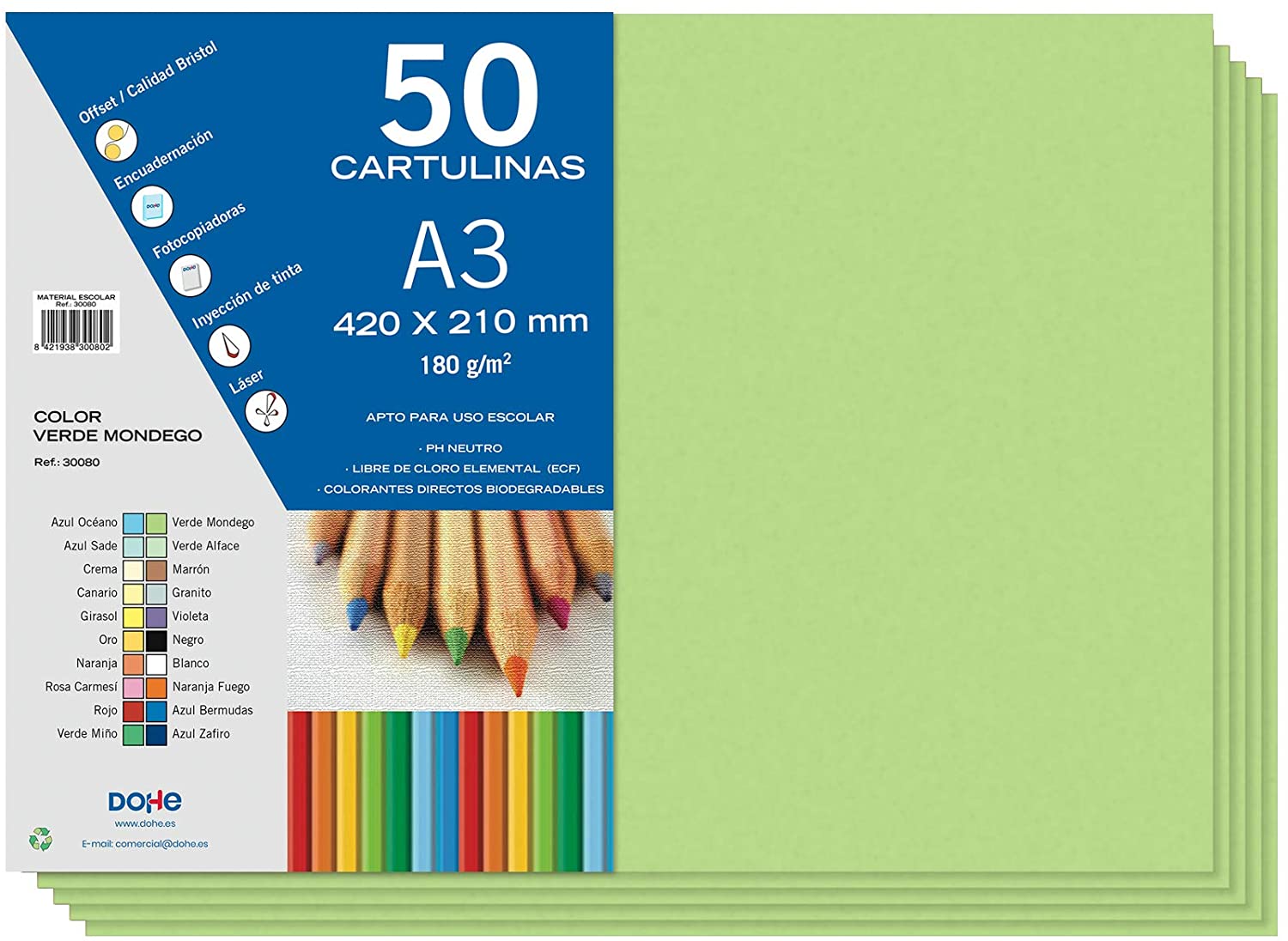 Dohe - Cardboard 50 Sheets in A3 - Mondego Green