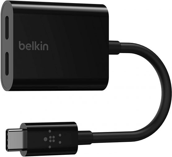 Belkin CONNECT USB-C audio and charging adapter (USB-C headphone adapter, fast charging with USB-C PD for Pixel, iPad Pro and other devices, e.g. from Samsung)
