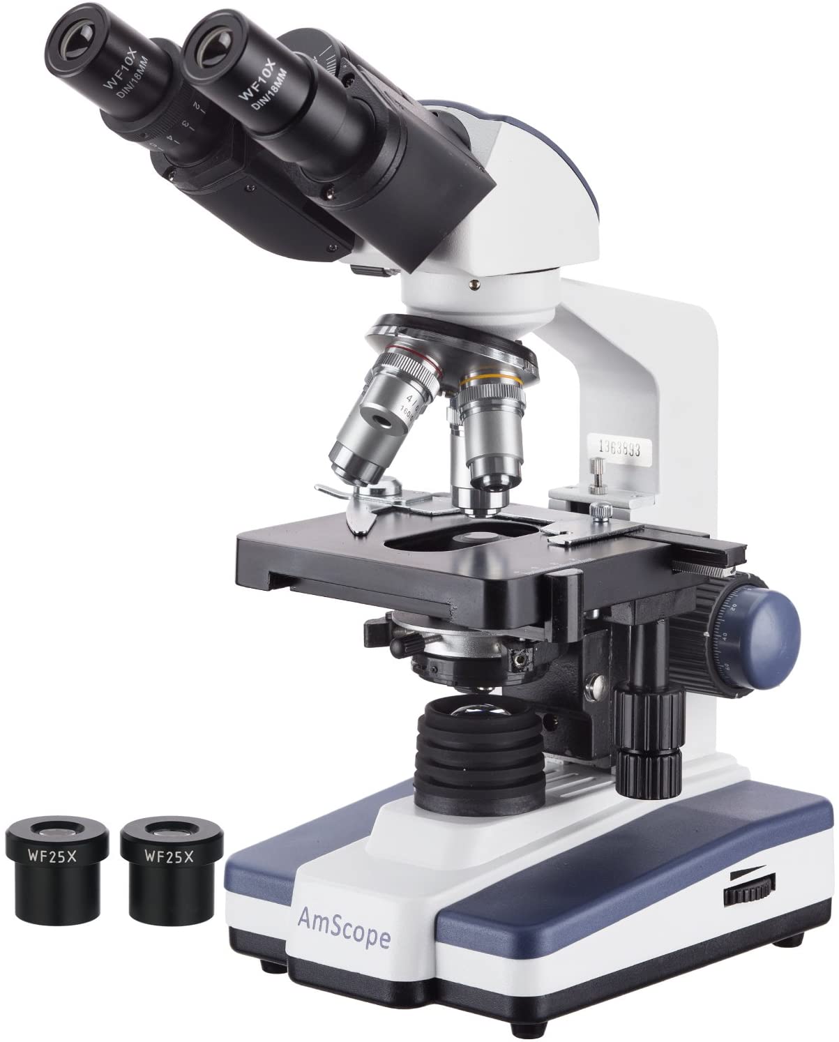 AmScope B120C-E1 40X-2500X LED Digital Binocular Compound Microscope w 3D Stage +1.3MP USB Camera, Black - Image 3