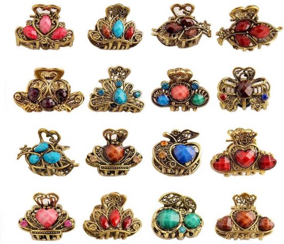 12 Pcs Mini Hair Clips Vintage Mini Jaw Claw Clips Mini Metal Hair Clamps Mini Butterfly Jaw Clips for Girl Women Hair DIY Accessory ( Random Style )