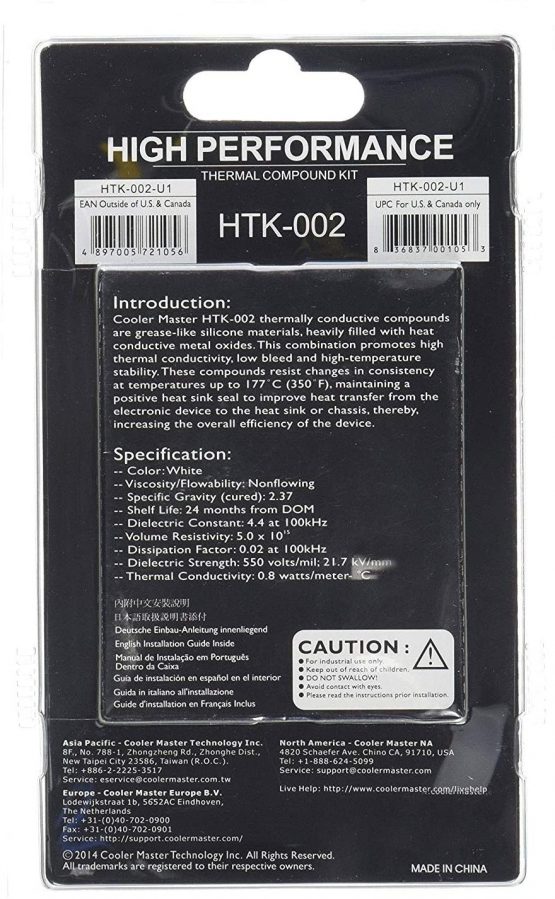 Cooler Master HTK-002 Thermal Grease Thermal Paste 'High Thermal Conductivity, Low Thermal Resistance, Electrically Non-Conductive' HTK-002-U1-GP - Image 4