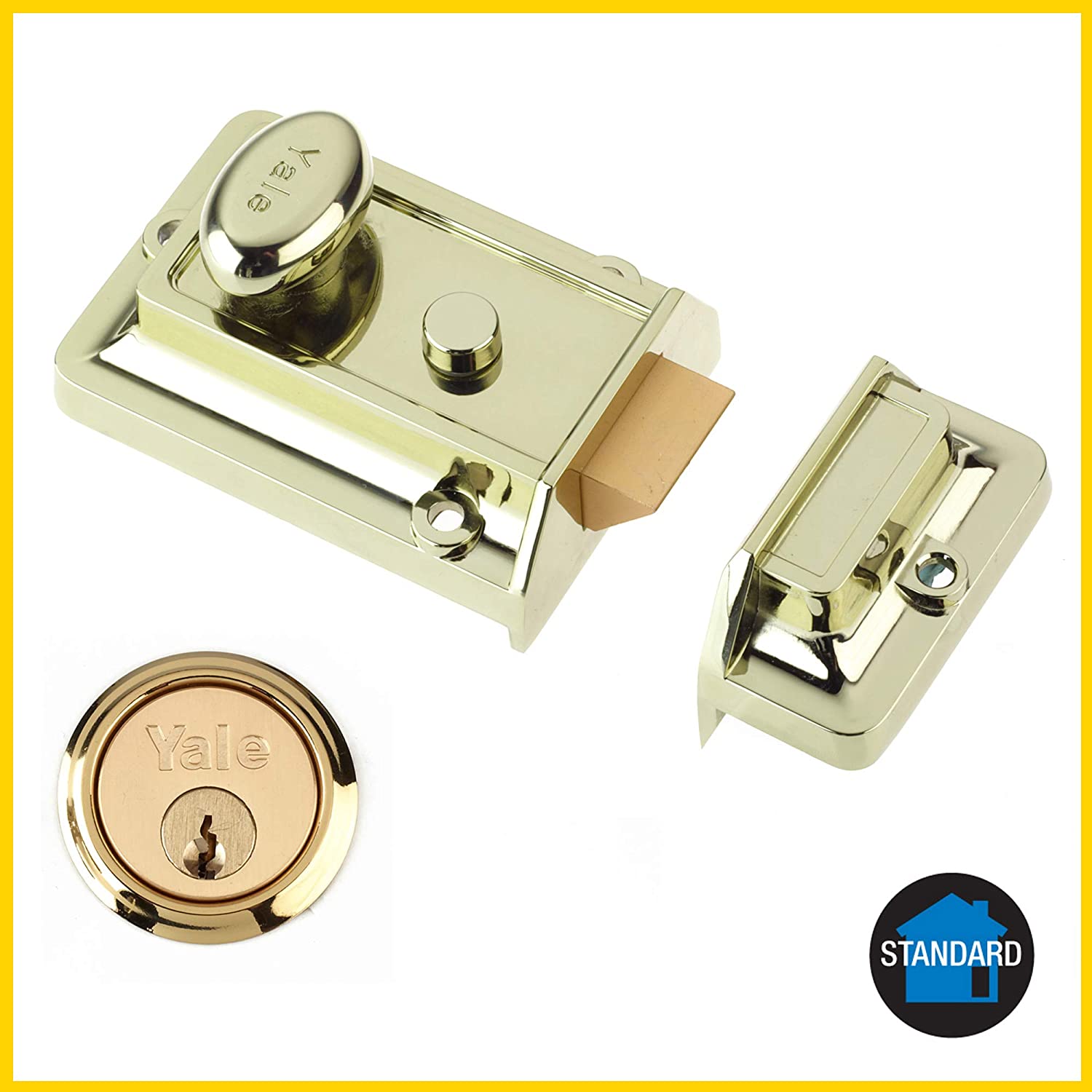 Yale P-77-BLX-PB-60 - Traditional Nightlatch - 60mm - Brass Finish - Standard Security, 60 mm - Image 2