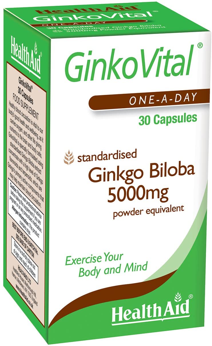 HealthAid Ginko Vital (Ginkgo Biloba) 30 Capsules, White, 30 g (Pack of 1)
