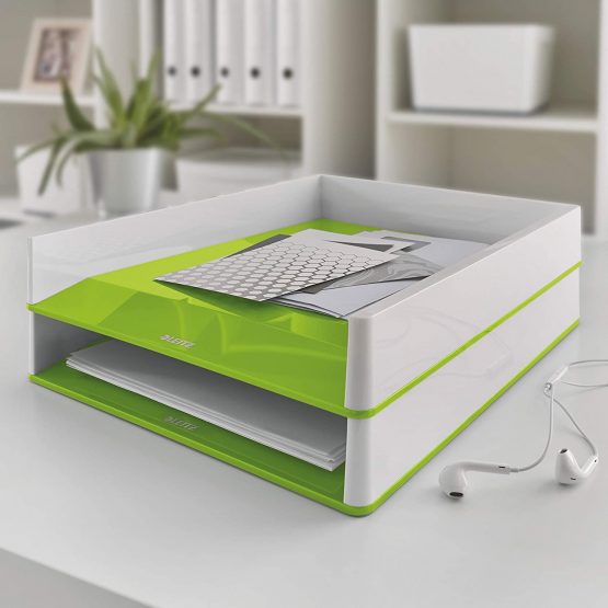 Leitz 53611054 A4 Letter Tray, WOW Range, White/Green - Image 2