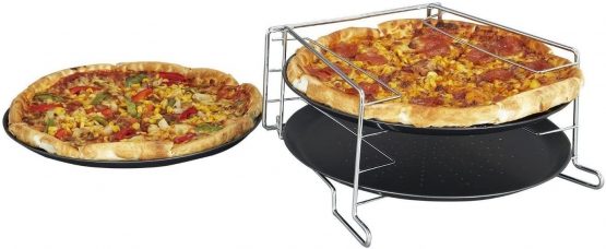 Pizza Baking Set with Holder Set of 4 Pizza Tray Non-Stick 3 Baking tins with Pizza Holder - Image 2