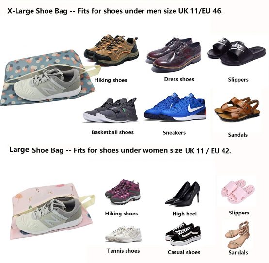 Travel Shoe Bags Waterproof Portable Shoe Storage Pouch with Handle for Men & Women (8 Pack 2 Size Cute Pattern) - Image 3