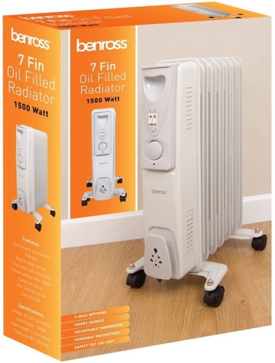 Benross Oil Filled Radiator ~ 7 Fin ~ 1500w ~ 42690 - Image 2