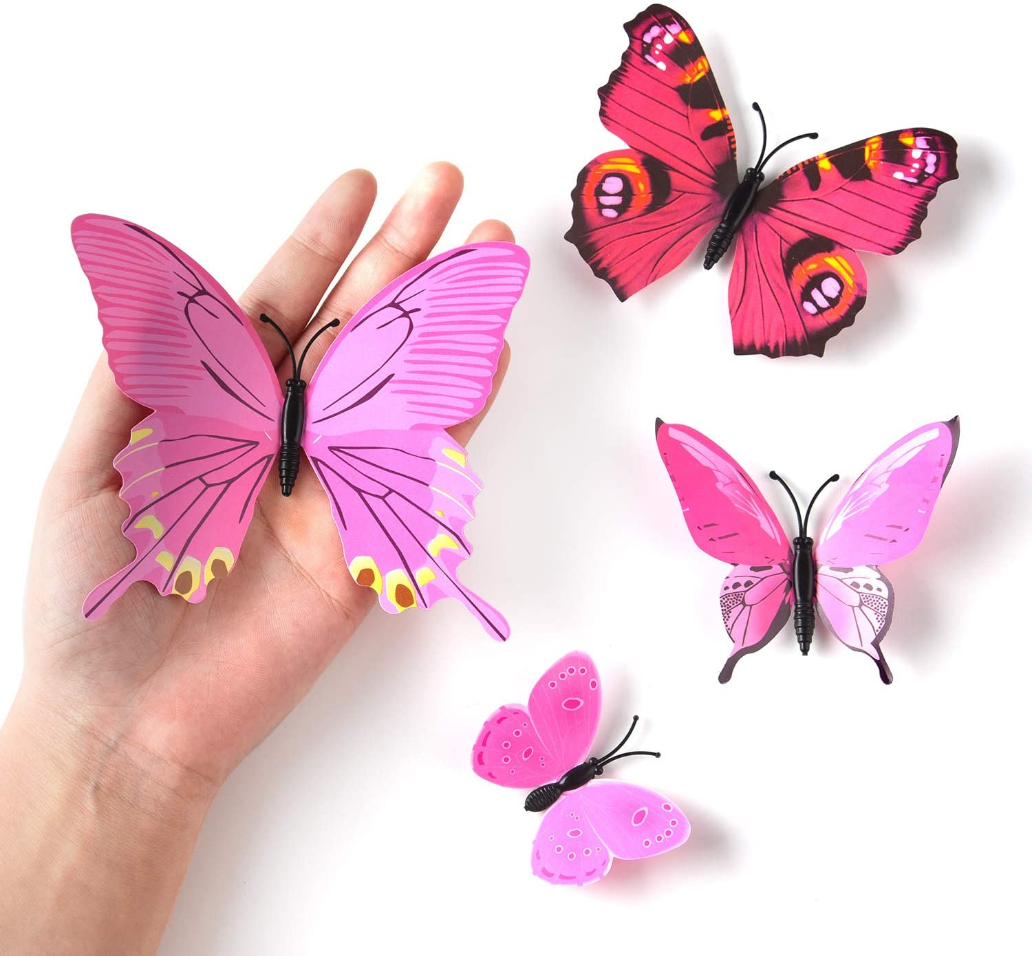 TUPARKA 36 Pieces 3D Butterfly Wall Stickers Butterfly Girls Bedroom Accessories, Pink, Random,pink - Image 3