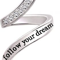 ALOV Jewelry Sterling Silver"follow your dream" Cubic Zirconia Pendant Necklace