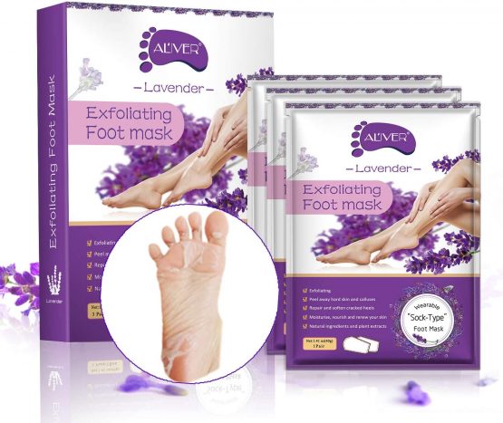 3 Pairs Foot Peel Mask, Foot Moisturizing Mask, Natural Lavender Exfoliating Foot Mask, Foot Skin Repair Socks for Dry, Aging, Cracked Heels Intense Skin Nutrition Foot Cream Mask