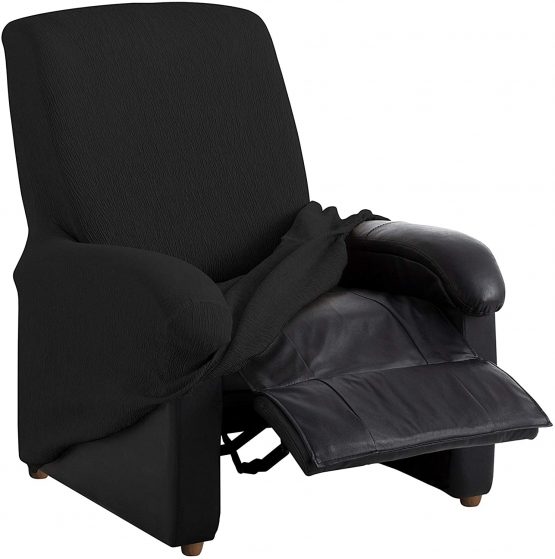 Textilhome - Complete Recliner Armchair Cover TEIDE strech, Slipcover Size 1 Seater - 70 a 100 cm. Colour Black - Image 3