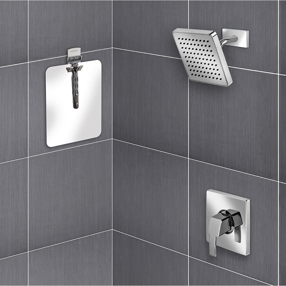 Croydex Shaving Shower Mirror, Acrylic, 202mm x 153mm x 2mm, 202mm x 153mm x 2mm, Silver, 20.2L x 15.3W cm - Image 2