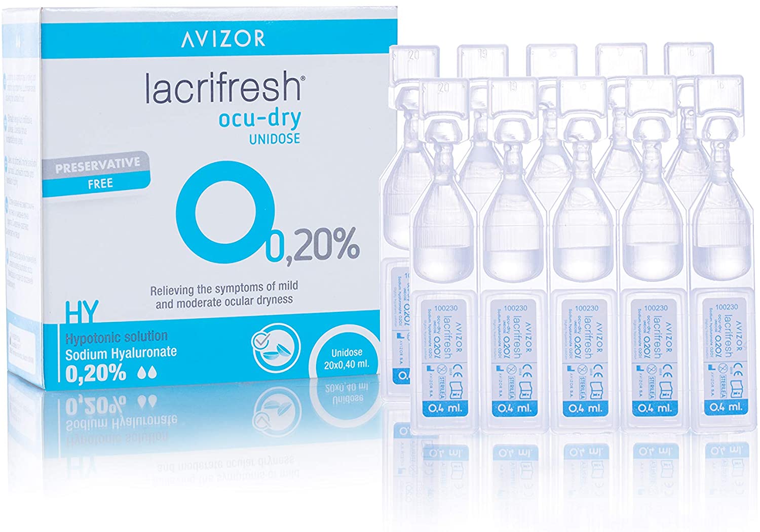 Avizor Lacrifresh Monodose Lacrifresh Ocu-Dry 0.20% 20 ud. 0,4 ml Contact Lens Cleaner, 0.4 ml (Pack of 20)