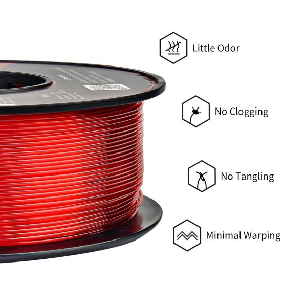 ERYONE PETG Filament for 3D Printer, 1.75mm, Tolerance: ±0.03mm, 1kg(2.2LBS)/Spool, Transparent red - Image 2