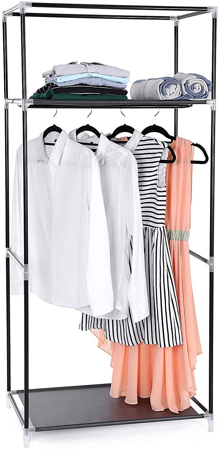 SONGMICS Fabric Wardrobe, Foldable Closet with Hanging Rail, Single Clothes Rack, Storage Organiser for Bags Toys, Shoes - Image 4