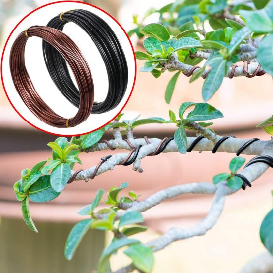 5 Roll Tree Training Wires 160 Feet Total with Bonsai Wire Cutter Anodized Aluminum Wire 1/1.5/2.0 mm Training Wire for Holding Bonsai Branches Small Trunks (Black, Green, Brown) - Image 2