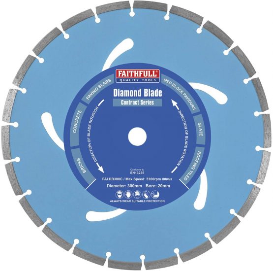 Faithfull FAIDB300C Paving Slab, Concrete, Brick and Roofing Tiles, General Purpose Diamond Cutting Blade 300mm (12 Inch)
