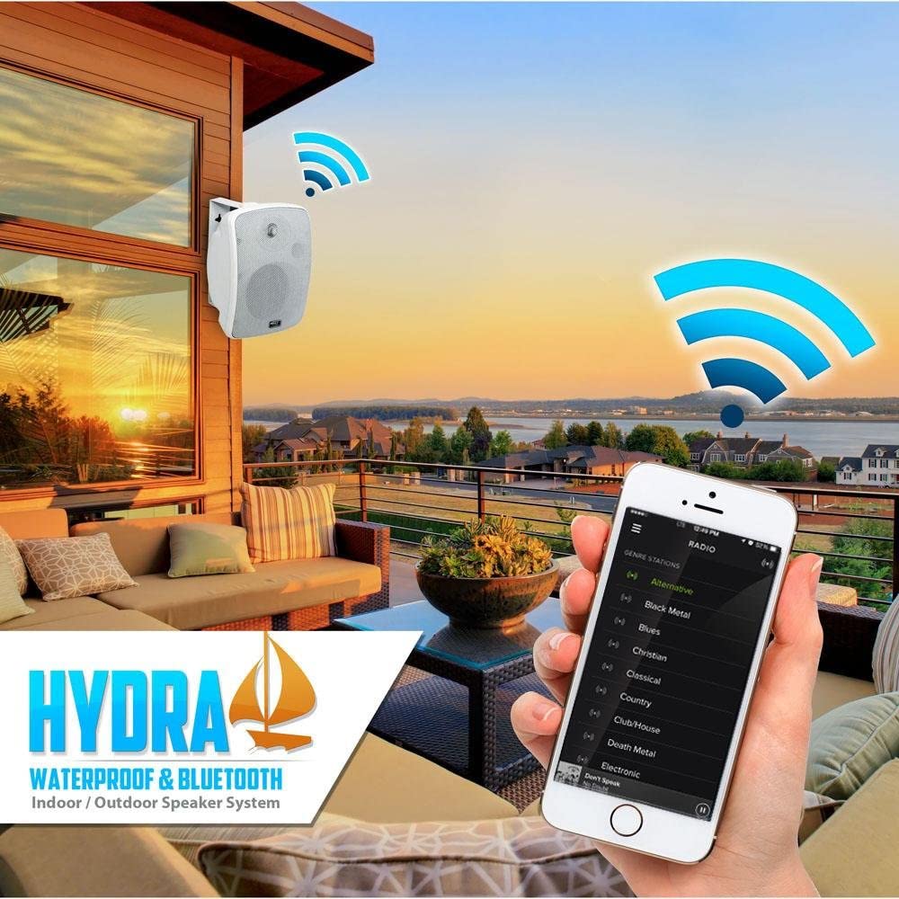 Pyle Outdoor Bluetooth Speakers Pair, 13.3 cm (5.25") Weatherproof Wireless Wall/Ceiling Mounted Speakers, 600W Waterproof - Image 4