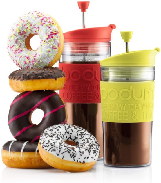 BODUM Travel French Press Coffee Maker Set with Extra Lid, Vacuum, 0.35 L/12 oz, Red - Image 4