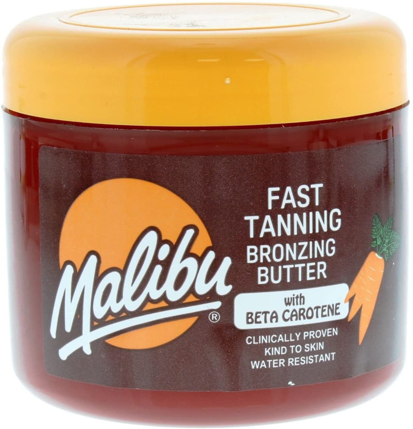 Malibu Sun Bronzing Fast Tanning Body Butter, Tan Accelerator with Beta Carotene, Moisturising & Water Resistant Formula, 300ml, SPF 0