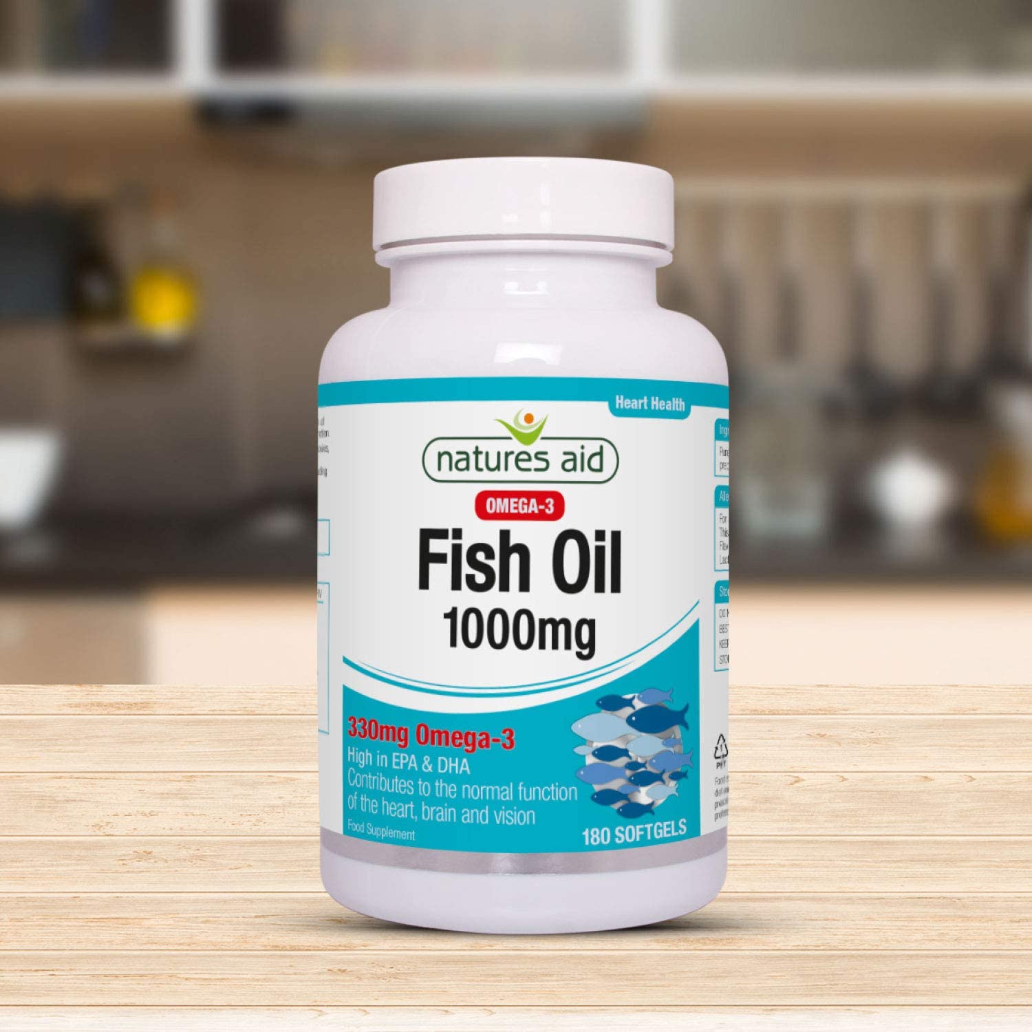 Natures Aid Fish Oil 1000mg, High Strength Omega-3 Supplement, Pure EPA & DHA, Supports Heart, Brain, Vision & Joint Health - Image 4