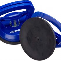 Relaxdays 10029465, Blue Suction Cups Set of 2, Heavy Duty Glass Lifting, Hand-held Vacuum Pads, Transport Handle, 45 kg, Ø 12 cm, Pack of 2