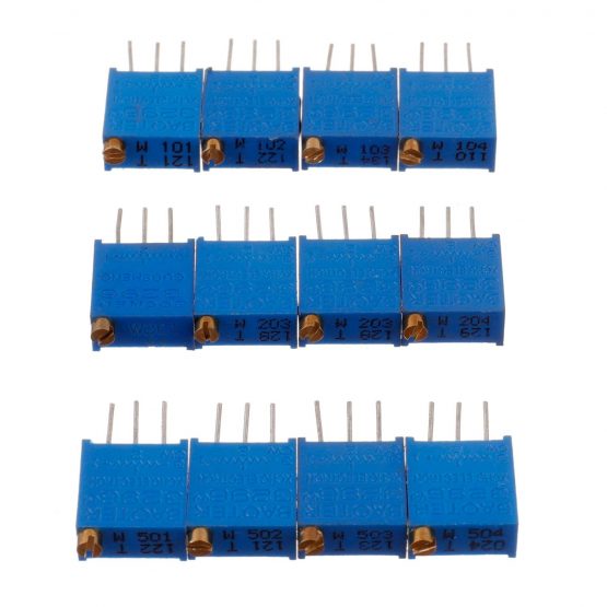 BOJACK 12 Values 60 pcs 100 to 500K ohm 3296W Multiturn Trimmer Potentiometer Assortment Kit - Image 4