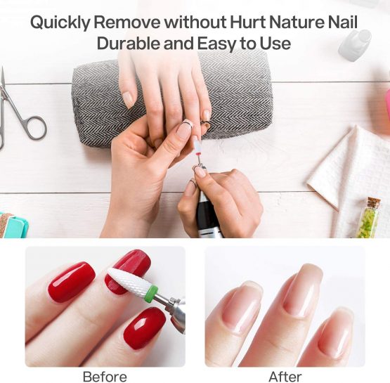 MAQUITA 7 Pieces Ceramic Nail Mill Bits Professional Remove Gel Acrylic Cuticle Diamond Tungsten Carbide Nail Drill Tools for Manicure Pedicure Home Use Great Gift (White) - Image 4