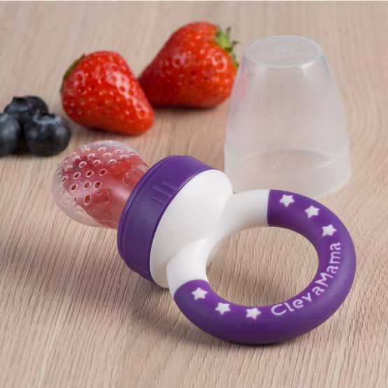 ClevaMama ClevaFeed Baby Fruit Feeder, Twin Pack of Pacifiers for Weaning and Teething with 2 Extra Silicone Teats (6 Months+) - 5 g - Image 3