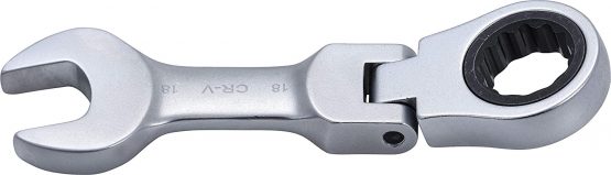 BGS 6918 | Ratchet Ring Spanner | Short | 135 mm | Angled | SW 18 mm | Ratchet Spanner Fine Toothed CV Steel