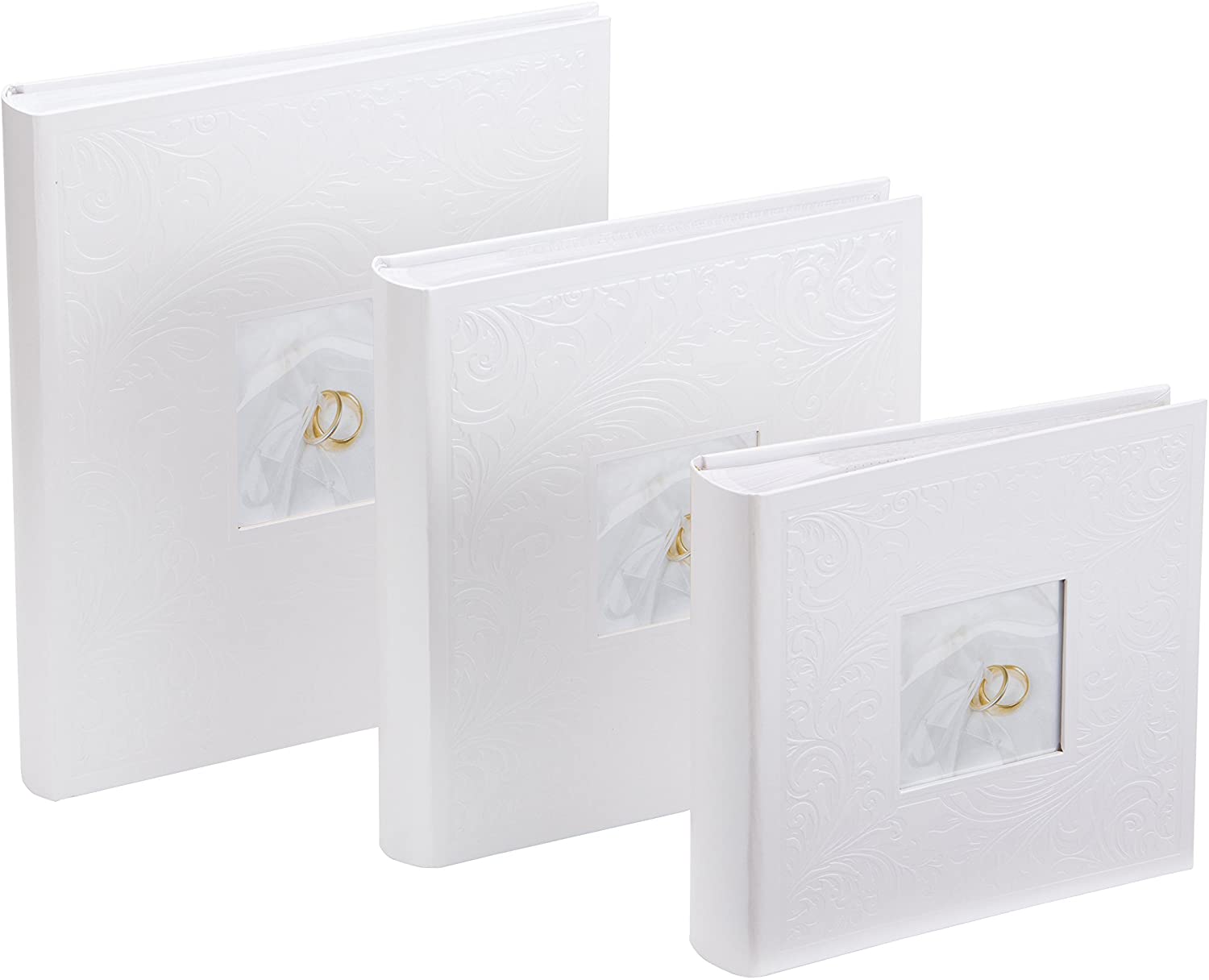 Kenro White Wedding Photo Album for 200 Photos 7x5 inch / 13x18cm with Photo Window on Cover Finely Embossed Filigree Cover with Memo Space Next to Each Photograph Gift for Marriage Celebration - Image 2