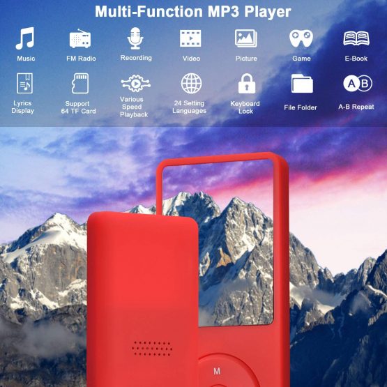 COVVY Slim Music Player 8 GB Portable Lossless Sound 70 Hours Screen MP3 Player Support up to 64 GB (Red) - Image 2
