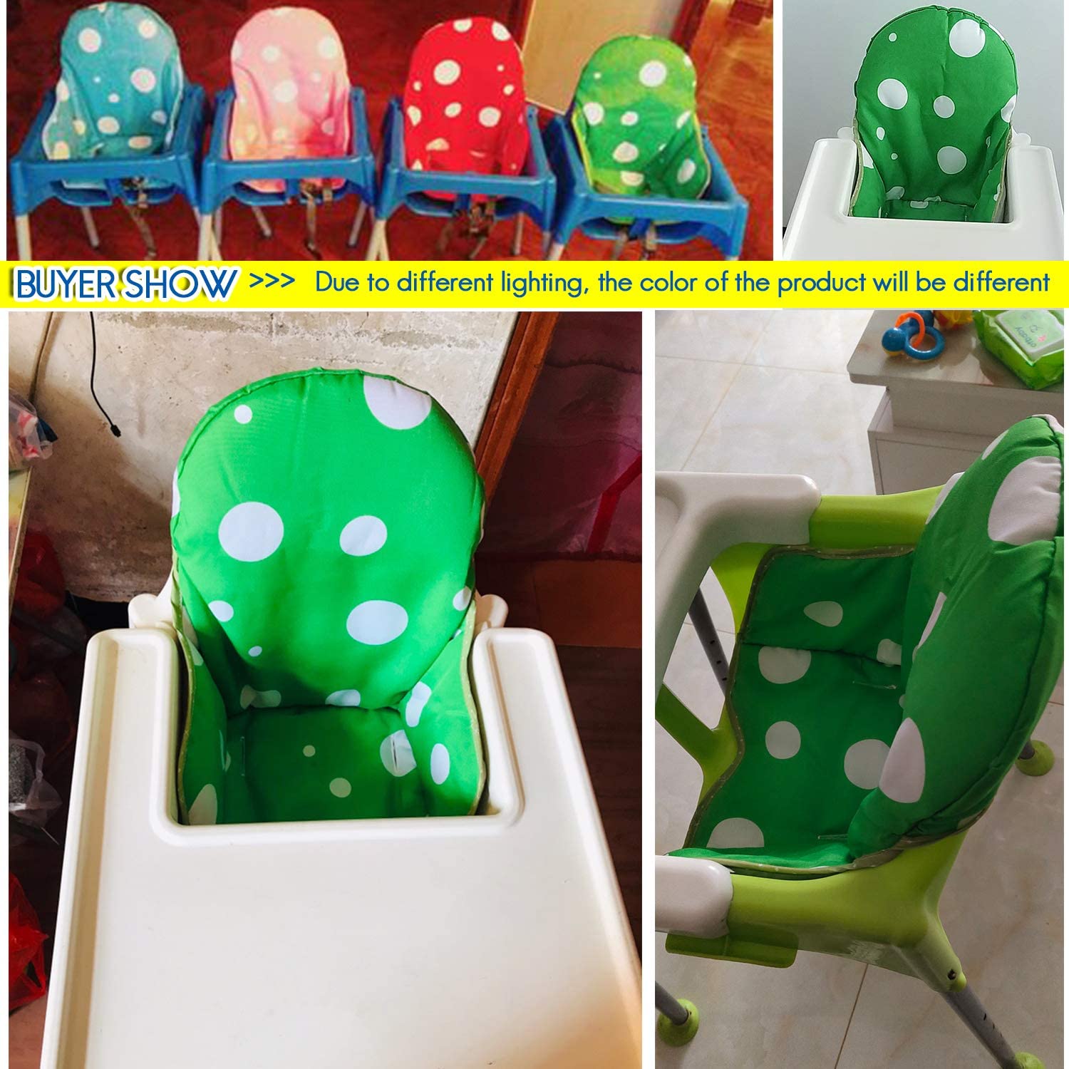 ZARPMA Seat Covers Cushion for Ikea Antilop Highchair,Washable Foldable Baby Highchair Cushion Cotton Padded Insert for Ikea Child Chair (Dark Green) - Image 2