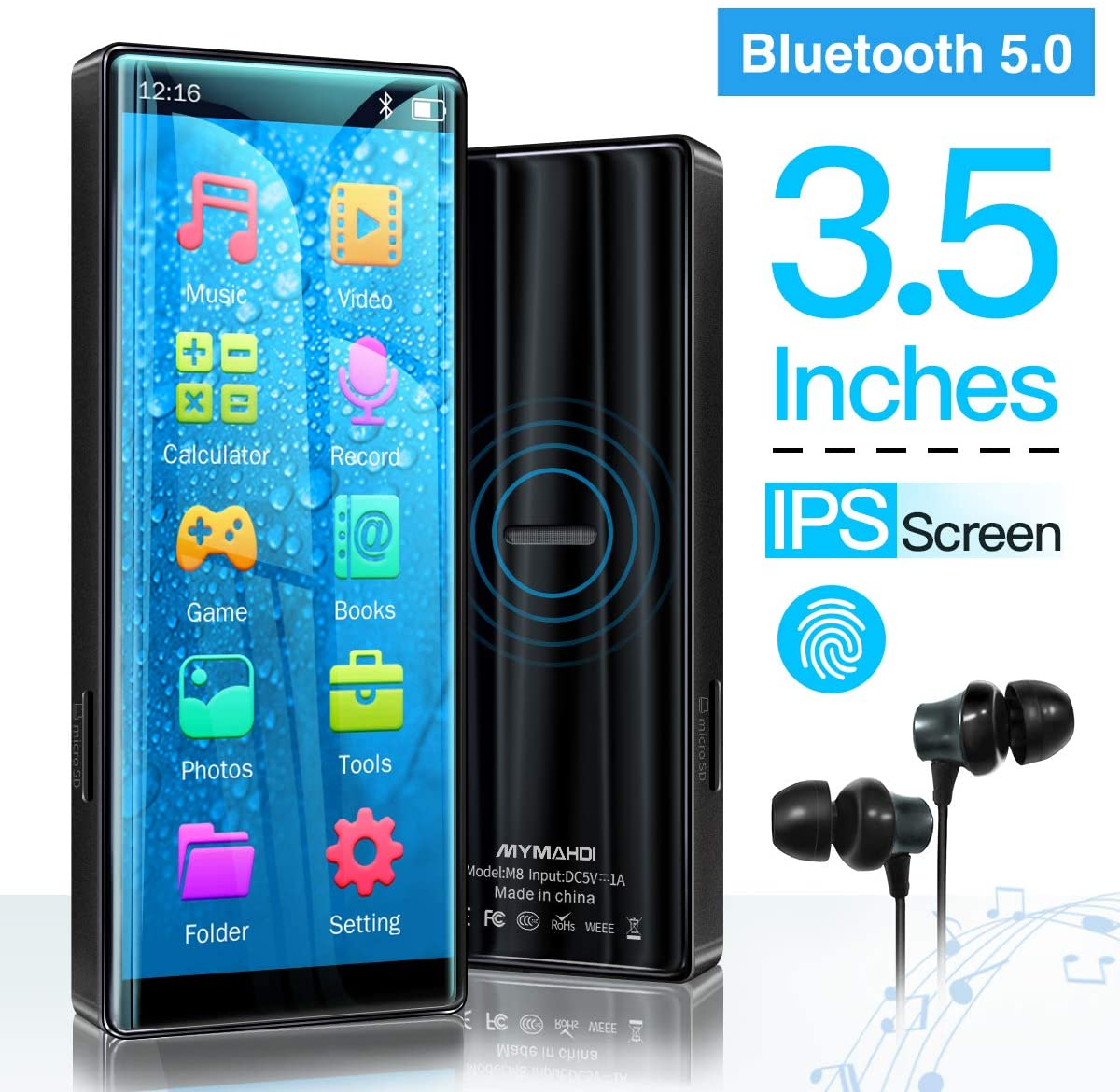 MYMAHDI MP3 Player, High Resolution and Full Touch Screen, HiFi