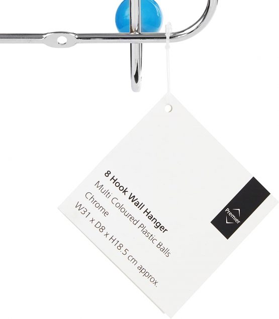 Premier Housewares 0509645 8 Hook Wall Hanger - Multi-Coloured - Image 3