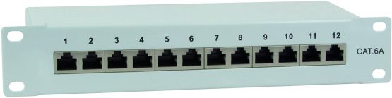 Logilink NP0052 10-Inch Cat 6A 12-Ports STP Patch Panel - Grey
