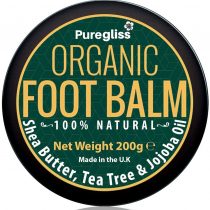 Organic Foot Balm by NatriGlo -Puregliss 200g for Dry Feet, Cracked Heels, Hard Skin, Sore Feet, Fungus & More, 100% Natural Treatment Foot Cream Moisturiser with Tea Tree Oil-Shea Butter-Jojoba Oil