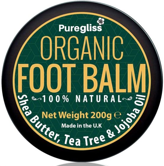 Organic Foot Balm by NatriGlo -Puregliss 200g for Dry Feet, Cracked Heels, Hard Skin, Sore Feet, Fungus & More, 100% Natural Treatment Foot Cream Moisturiser with Tea Tree Oil-Shea Butter-Jojoba Oil