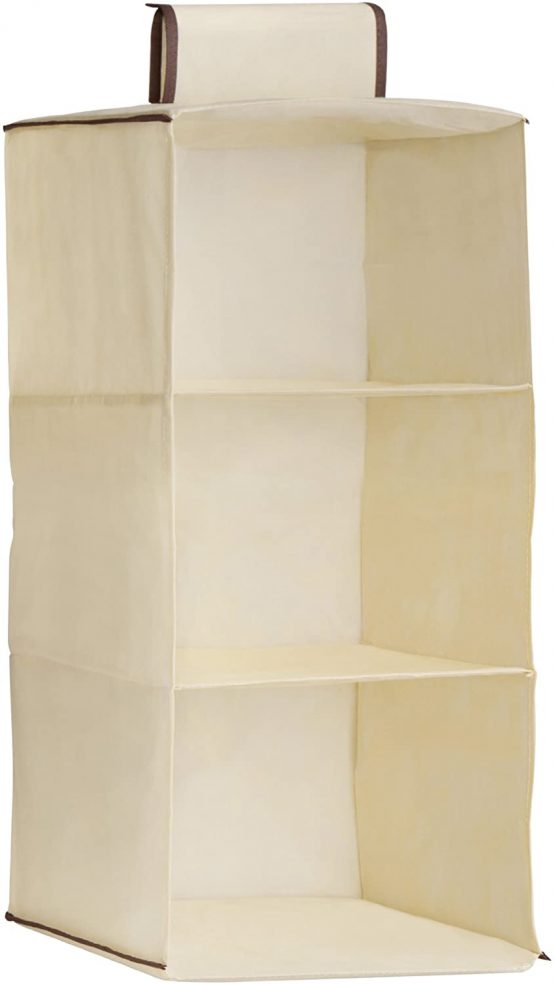 Premier Housewares 3-Section Hanging Garment Organiser - Cream