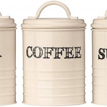 Premier Housewares Sketch Tea/Coffee/Sugar Canisters - Set of 3, Cream