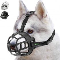 ILEPARK Dog Muzzle, Soft Silicone Basket Muzzle for Dogs, Breathable Mouth Cover and Adjustable Straps, Anti-Biting, Barking and Chewing. (Size 4,Black)