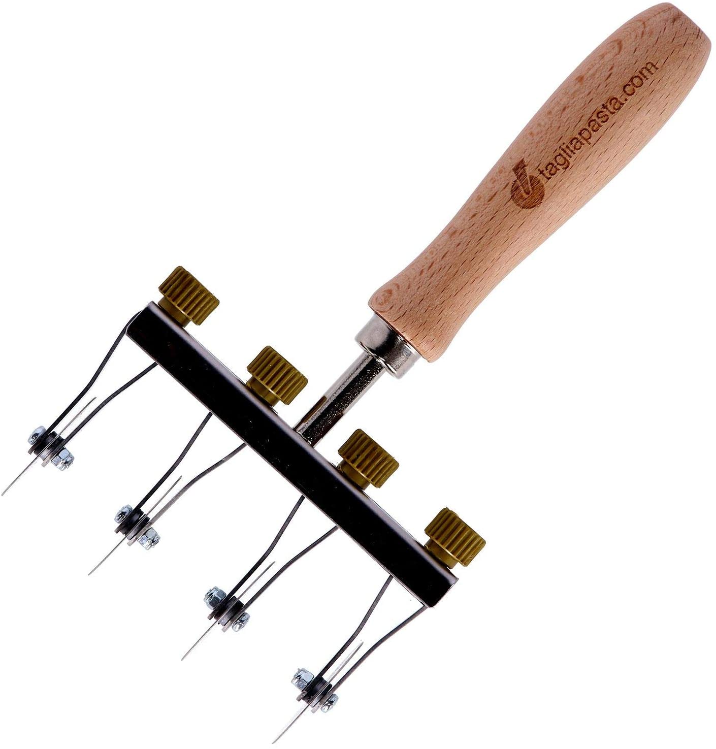 Pasta Cutter Wheel with 4 Smooth Adjustable Blades Diameter 36 mm in Stainless Steel and Wood Handle, Metallic, 4 Lame lisce - Image 2