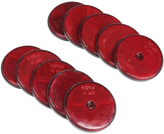 ETUKER 10 Pack Rear Reflector, Round Rear Reflectors Screw on Safety Reflective, Post Reflectors, Reflectors For Gate Posts for Caravan/Truck/Trailer/Boat/Motorcycle Fence Gate Posts(Yellow)